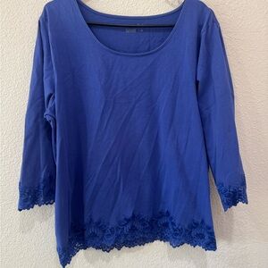 Coldwater Creek Cobalt Blue Lace Trim Blouse
